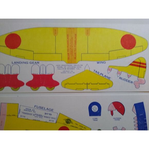 Airplane Toy Jack Armstrong Tru-Flite Model Of Japanese Aichi Val GM Cereal 1944 - Picture 3 of 9